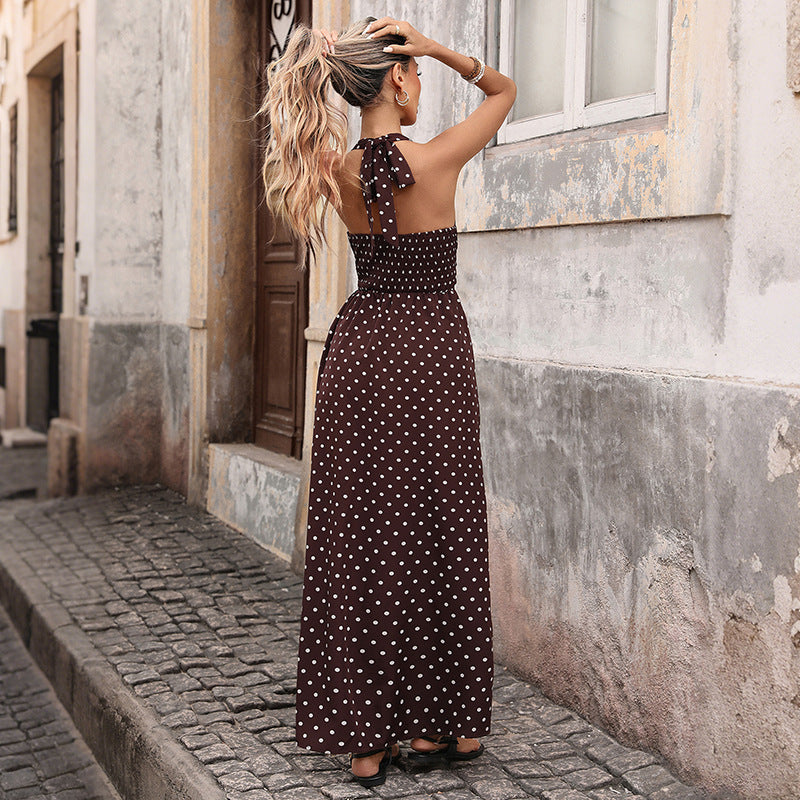 🌼 Elegant High-Waisted Halterneck Maxi Dress – Slim Fit & Premium Comfort 🌼