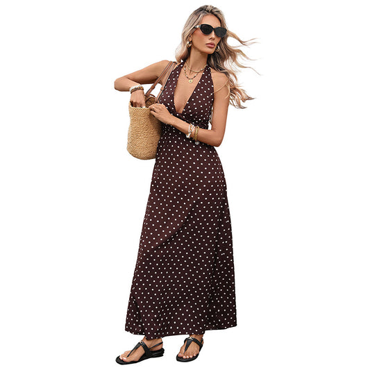 🌼 Elegant High-Waisted Halterneck Maxi Dress – Slim Fit & Premium Comfort 🌼